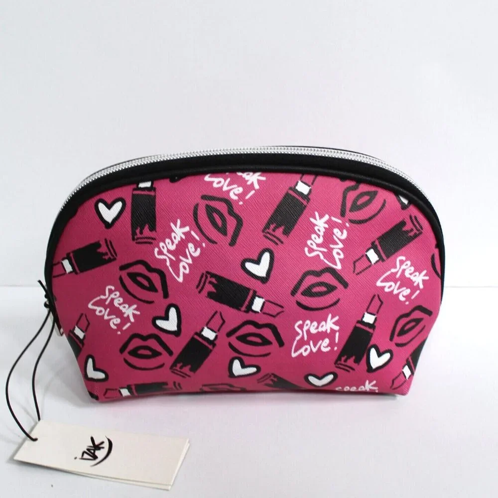 Izak Zenou Speak Love! Zip Dome Cosmetic Makeup Bag Case